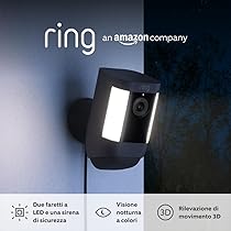 Ring Videocamera Pro con faretti (plug-in) (Spotlight Cam Pro Plug-In) | Videocamera esterna, Video 2K con Ring Vision, rilevazione di movimento 3D | Prova gratuita di 30 giorni del piano Ring Home
