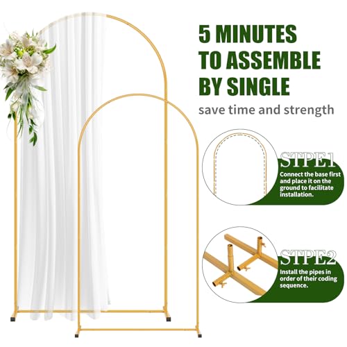 Image of 2 Pack Arch Backdrop Stand and Cover Set (7.2FT /6FT), Balloon Arch Stand | Metal Background Arch Stand, Backdrop Arch Frame, Wedding Arch for Backdrop (White Cover)