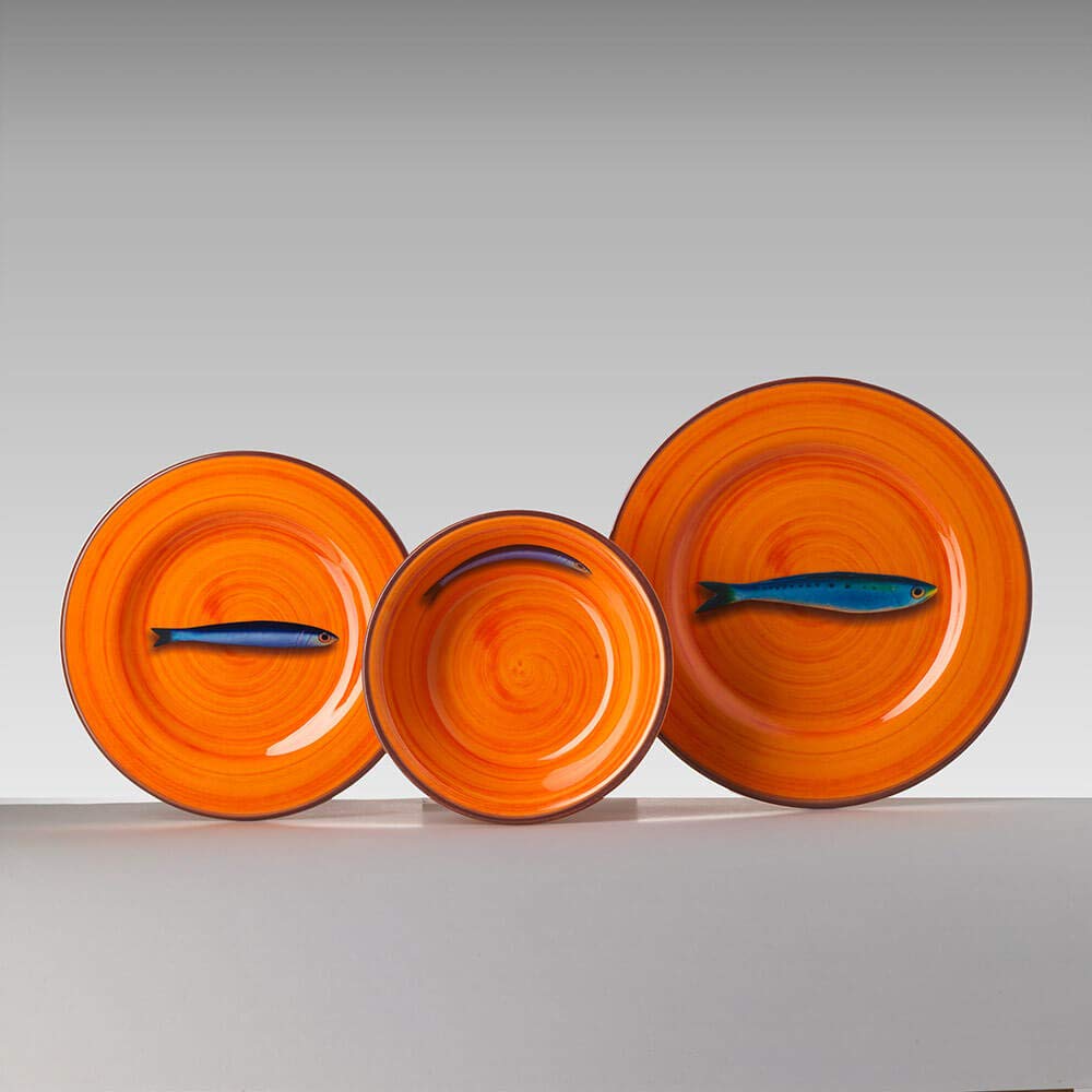 Mario Luca Giusti Set 6 Aimone Soup Plate 7 31/64 in. Orange