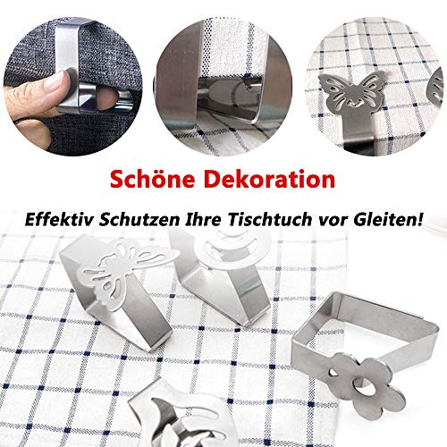 Foto von Aongray Schmetterling-Motive Tischtuchklammern, 8 Stück Tischdeckenklammer aus Edelstahl,Rostbeständig rutschfest Winddicht Tischdecke Clips an Ihre bis zu 3.5 cm Dicke Tischplatte