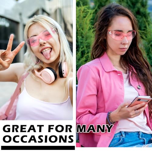 3 Pairs Rimless Y2K Sunglasses for Women Men Trendy Shield Wrap Around 2000S Sun Glasses Fashion Cool Star Glasses4