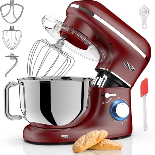 Fentic Küchenmaschine - 2000W - Edelstahl Rührschüssel (6,2 L) - Küchenmixer mit Rührhaken...