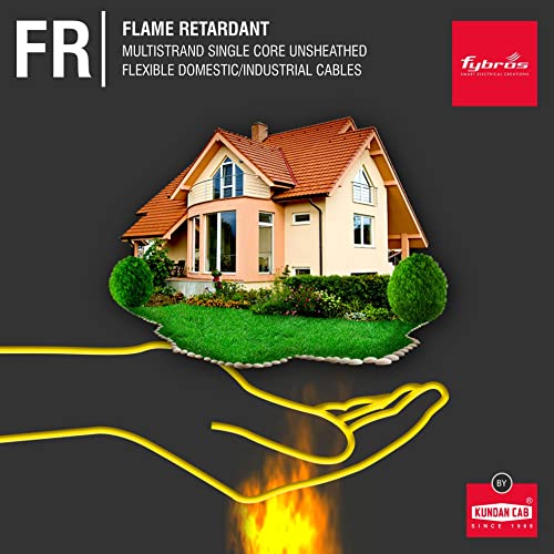 Image of Fybros by Kundan Cab PVC Insulated 0.75 Sq Mm Multistrands Flame Retardant Yellow Copper Wire & Cable | 90 Mtr Industrial Electrical Wire for Wiring