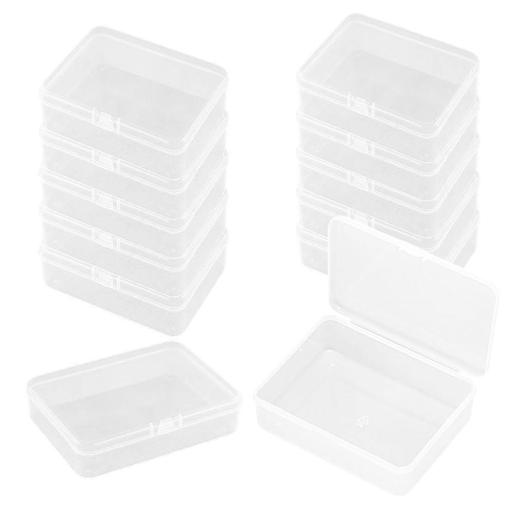WYAN 12 Pcs Transparent Boxes, Bead Storage Box, Containers Rectangle, Box Case with Flip-Up Lids, Storage Containers
