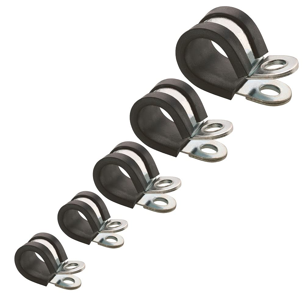 Sgc Black Rubber Lined P Clips Hose Pipe Clamp Mild Steel- 5 Pack (13Mm)