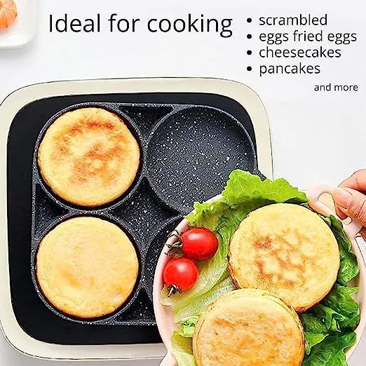 PERPART Egg Frying Pan Nonstick Pancake Pans 4-Cups cookware Pancake | Ome ess with Handle for Electric Stove for Kitchen for Induction Cooker. 1