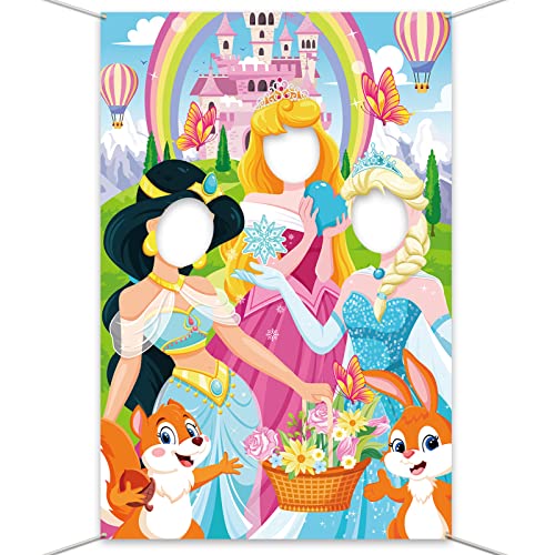 Dpkow DK05381L-UK Girls Princess Party Photo Prop, Funny Face In Hole Backdrop Princess Door Banner thumb #1
