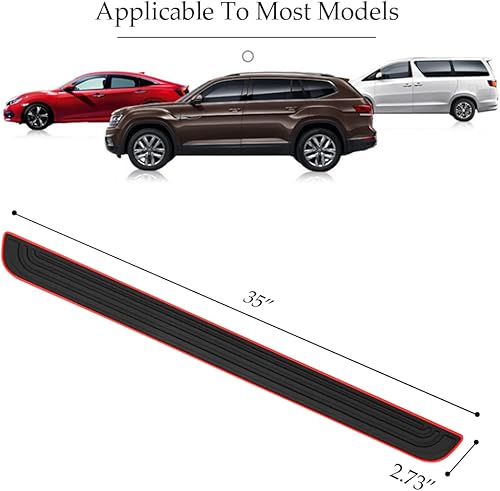 Miniatura 2 de Protector de parachoques trasero de automóvil, 35.4 x 2.76 pulgadas, protector universal de goma resistente a los arañazos, protector de umbral de