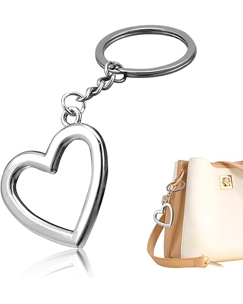 NIIIYTYB Heart Keychains Silver Shaped Key Chain Rings for Women Simple Love Keyring and Chains for Handbags Accessories Bright Metal Heart Keyring