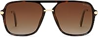 SOJOS SJ2229 Retro Square Aviator Sunglasses for Men Women - Polarized UV400 Lenses, Trendy 90s Double Bar Style