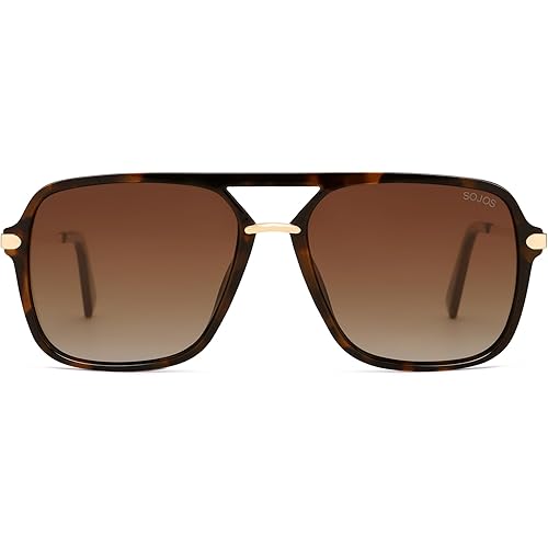 SOJOS Sunglasses for Women & Men, Square, Retro, Polarized Lens, Trendy Aviator, 90s Shades