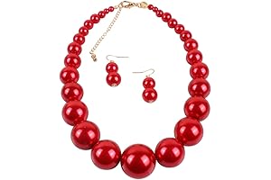 Beaded Multicolor Necklace with Simulated Pearls and Crystal Earrings