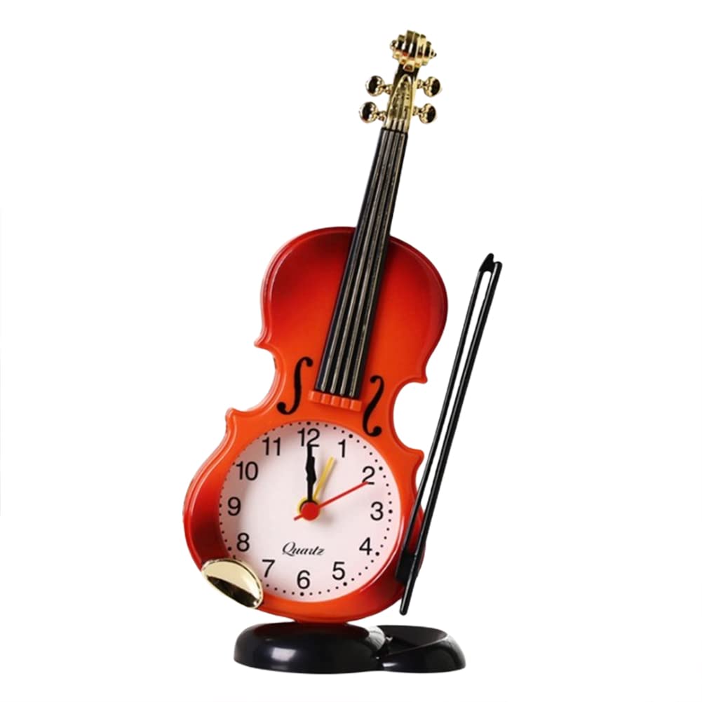 Violin Alarm Clock Home Desk Clock Digital Clock Decoration Novelty Bedside Clock Violin Model Figurine Ornament Handmade Vintage