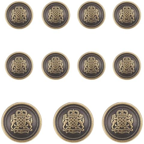 KENDANY 11 Piece Antiqued Bronze Metal Blazer Button Set - Crown Lion- for Blazer, Suits, Sport Coat, Uniform, Jacket(Bronze) Cover