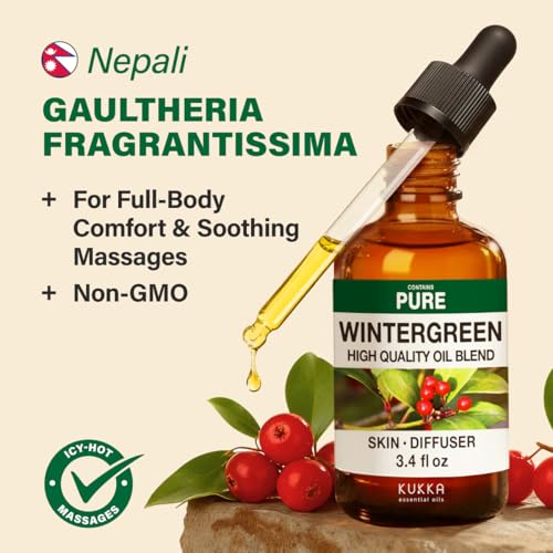 Image of 100% Pure Wintergreen Oil - 3.40 Fl Oz Wintergreen Essential Oil for Hair, Skin, Diffuser, Aromatherapy & DIY Soap Making Scent