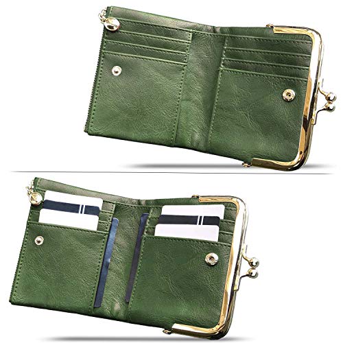 PofeeXIO Womens Wallet RFID Small Compact Bifold Leather Vintage Wallet,Ladies Coin Purse with Zipper and Kiss Lock2