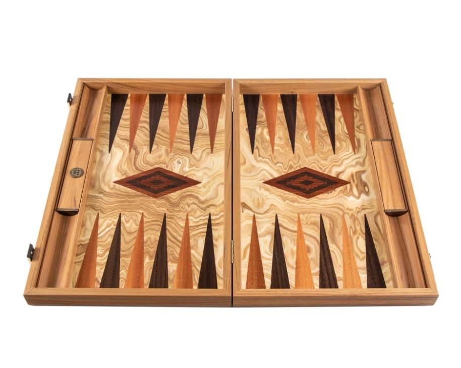 Manopoulos Ensemble de Backgammon de Luxe en loupe d'olive 48 cm