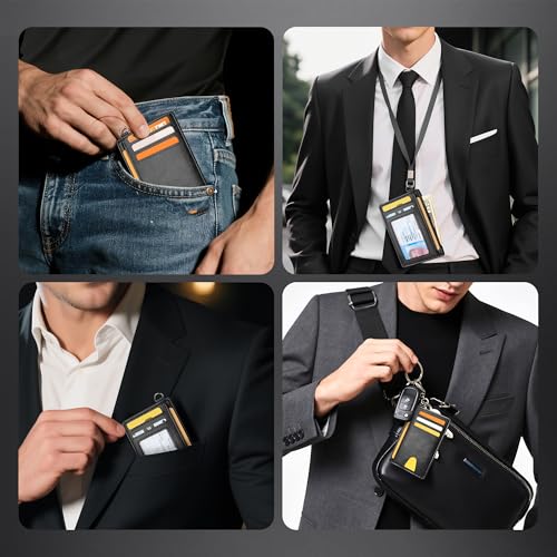 Image of Mayski Slim Wallet, Credit Card Holder for Women, Minimalist Front Pocket RFID Blocking Card Cases, Small Wallet Women Men(Oiled Wax Black)
