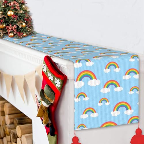Chemin de table de Noël avec pompons pour décoration de table intérieure extérieure