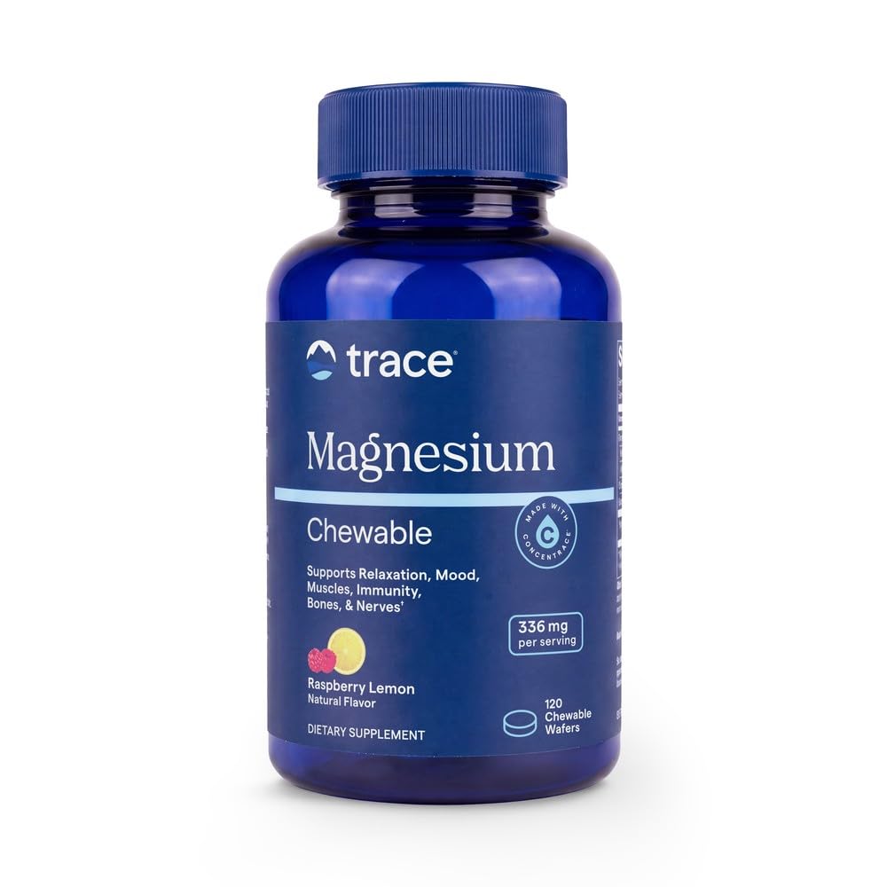Trace Minerals Magnesium Chewable, Raspberry Lemon, 120 Count