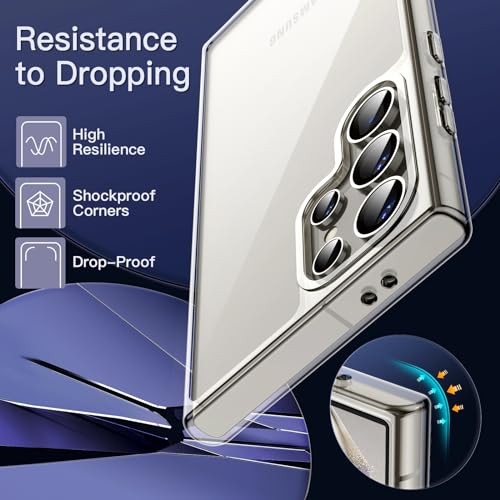 Image of JETech Cover Case for Samsung Galaxy S24 Ultra 5G, Non-Yellowing Shockproof Bumper Protective Phone Cover, Anti-Scratch Hard PC Back (Clear)