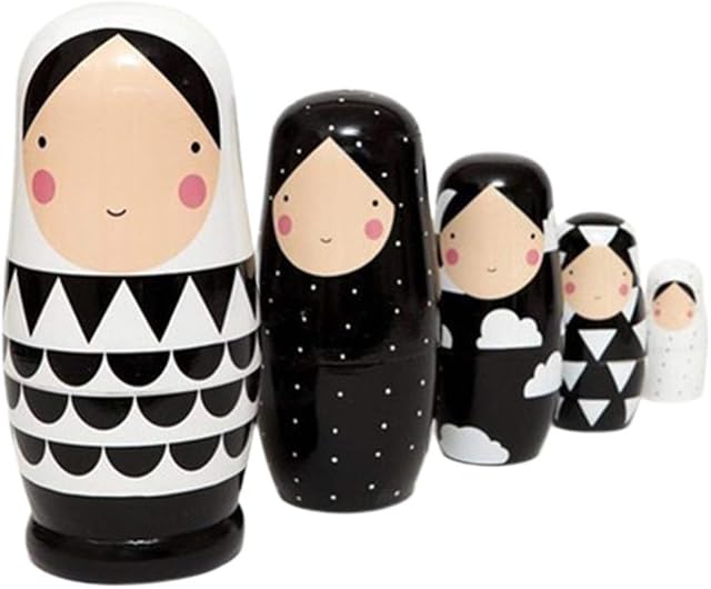 Milisten 5 Layers Wooden Nesting Dolls Matryoshka Russian Dolls Matryoshka Dolls Toy for Holiday Kids Party Favor