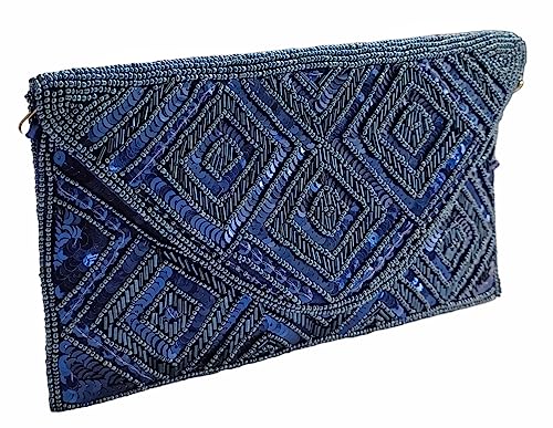Image of DUCHESS Women's Hand Embroidered Envelope Clutch -Bridal Ethnic Traditional Casual Purse /Clutch /Handbag (23 L x 2.5 W x 13H cm)