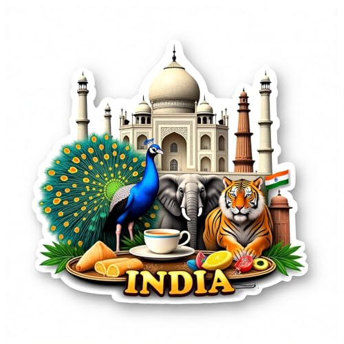 Image of Naxon India Theme Souvenir Wooden Refrigerator Stylish Fridge Magnet - Fridge Decoration Magnet for Kitchen & Home Decor | Perfect Souvenir Gift | Size 3x3 Inches | Pack of 1