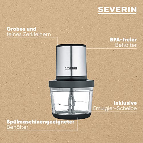 SEVERIN Universalzerkleinerer, Multizerkleinerer für grobes und feines Zerkleinern, geeignet für Crushed Ice, Käse, Nüsse und mehr, matt-schwarz/Edelstahl-gebürstet, KM 3867 4