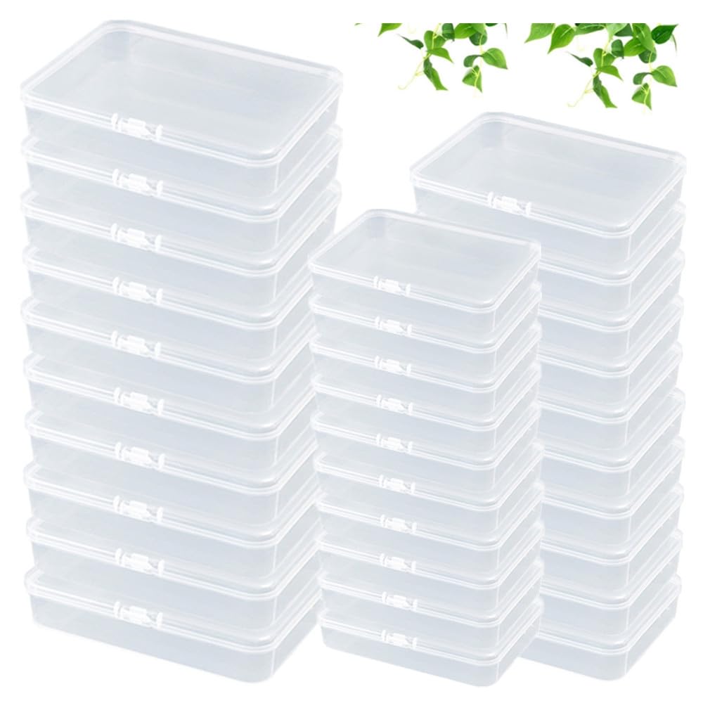 Wanfoou Rectangular Empty Plastic Box, 30 Pack Clear Plastic Beads Storage Containers Box Drawer Organizers with lid for Small Items and Other Craft Projects