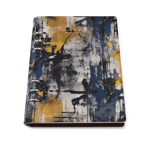Carnet de notes A5 à anneaux, couverture élégante en cuir PU bleu marine rechargeable