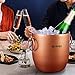 Ice Bucket with Lid, Scoop, Tongs and Strainer - Well Made Insulated Stainless Steel Keep Ice Frozen Longer - Ideal for Cocktail Bar, Parties, Chilling Wine, Champagne - 3 Liter (Copper)