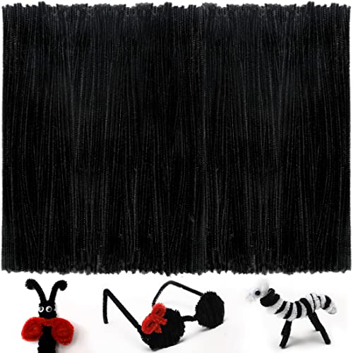 Image of Iooleem 200pcs Black Pipe Cleaners Bulk for Crafts | Chenille Stems for DIY Flower Making & Festival Decor & Party Projects, Pipe Cleaner Crafts, Art and Craft Supplies