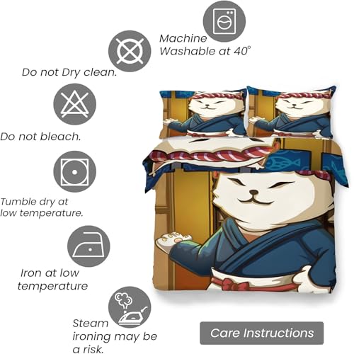 Housse de couette 220 x 240 chat dessin animé parure de lit douce - 6