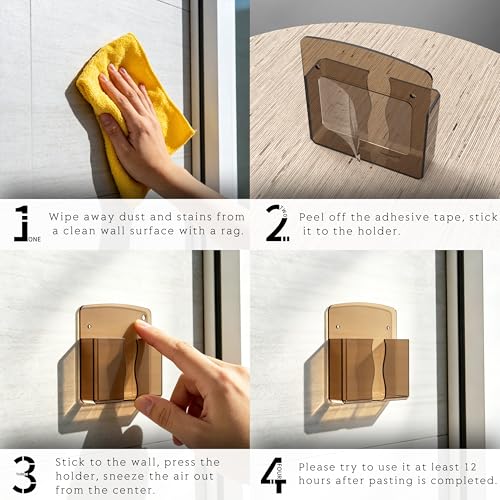 Soporte de pared para teléfono autoadhesivo con agujero de carga para optimizar espacio 7
