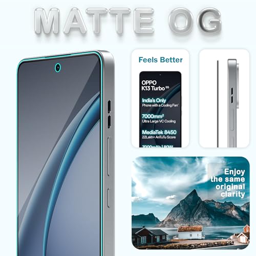 Image of FIRST MART Military-Grade Matte Anti-Glare Tempered Glass for Oppo K13 Turbo Pro and Oppo K13 Turbo (6.59 Inch) With Installation Kit | Edge to Edge Coverage |Anti Glare, Bubble-Free [2 Pack]