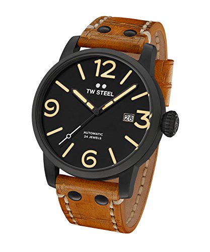 TW Steel Men's 'Maverick' Automatic Stainless and Leather Casual Watch, Color:Brown (Model: MS36)