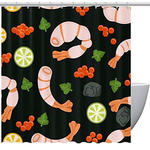 Rideau de douche imperméable à motif crevettes coloré - 2