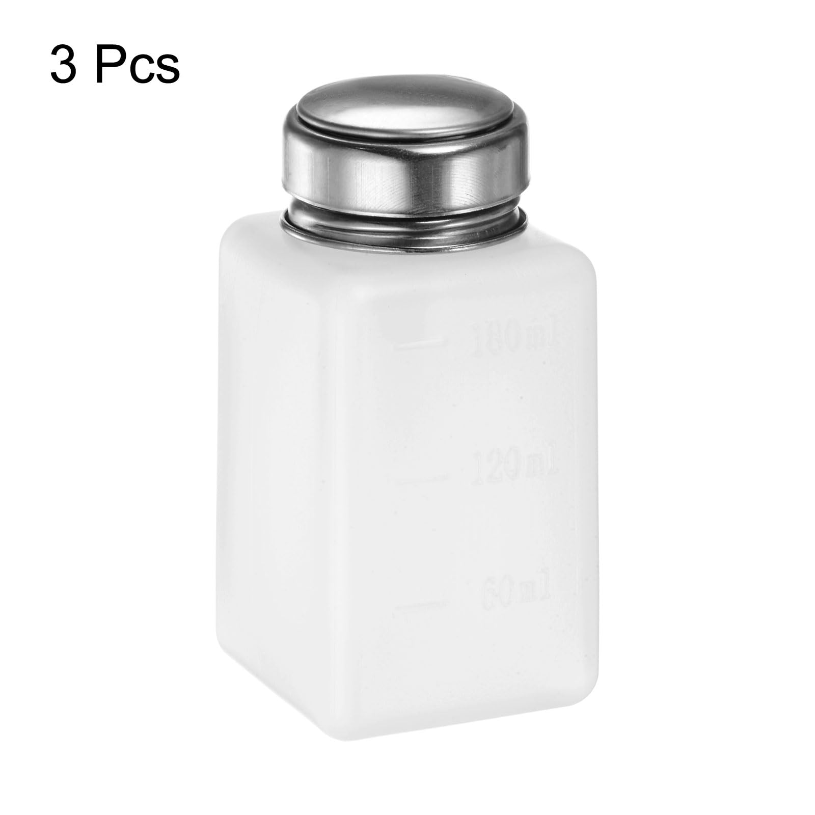QUARKZMAN 3Pcs Distributeurs de Solvant d'Alcool de 180 ml (6 OZ) à Poussoir avec Bouteille de Pompe à Sceller en Acier Inoxydable pour Acétone, Nettoyant, Blanc