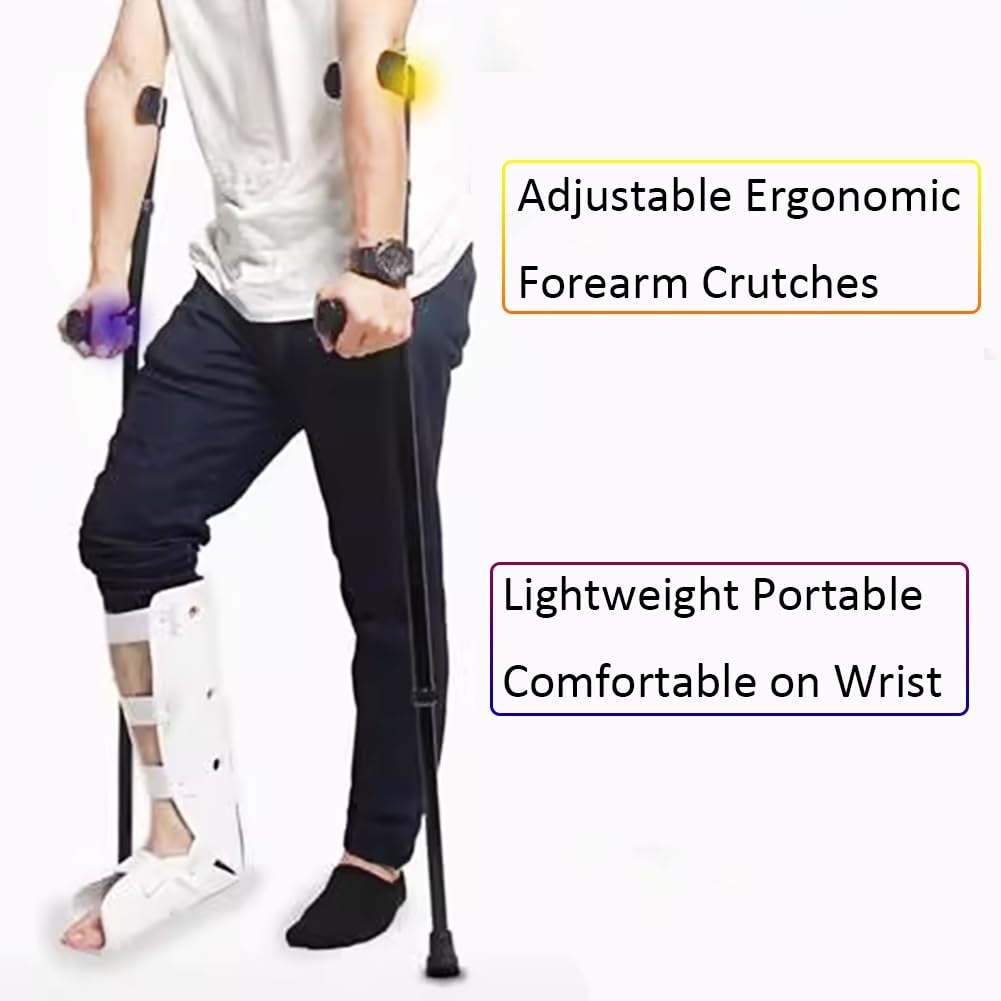 Stampelle Ortopediche (x2), Regolabili in Altezza Stampelle Avambraccio con Impugnatura Ergonomica, Supporto Dopo lesioni o operazioni (Color : Gray)