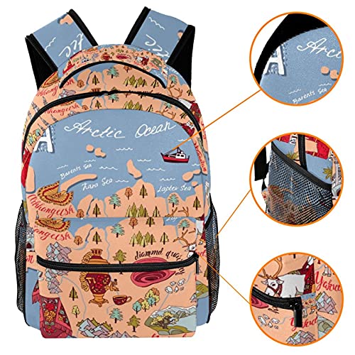 Sac à dos voyage carte de la Russie enfant avec compartiment gourde