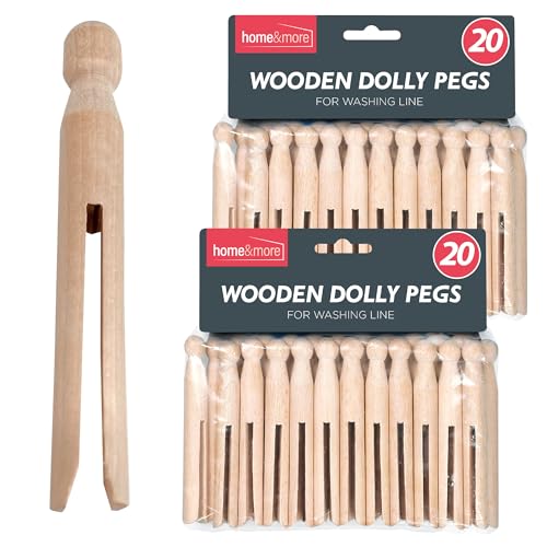 SOL 40pk Wooden Pegs for Washing Line - Extra Strong Dolly Pegs