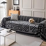 VanderHOME Bohemio Mantas para Sofa, Viajes Al Aire Libre 180 * 230cm-Gris Oscuro