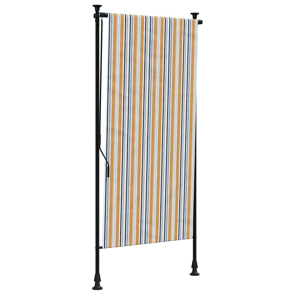 Markiza tarasowa żółto-biała 100x270 cm z regulowaną wysokością 225-275 cm, stalowa rama i tkanina PU odporna na promienie UV, roletka zewnętrzna z korbą do zwijania na balkon