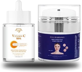 Ella Radiance Brightening Face Care Combo | Vitamin C Serum 15% (30ml) + Hydrating Moisturizer (50ml) | Fades Dark Spots, Evens Skin Tone & Boosts Glow | With Niacinamide, Hyaluronic Acid & Arbutin | For All Skin Types-picture-23