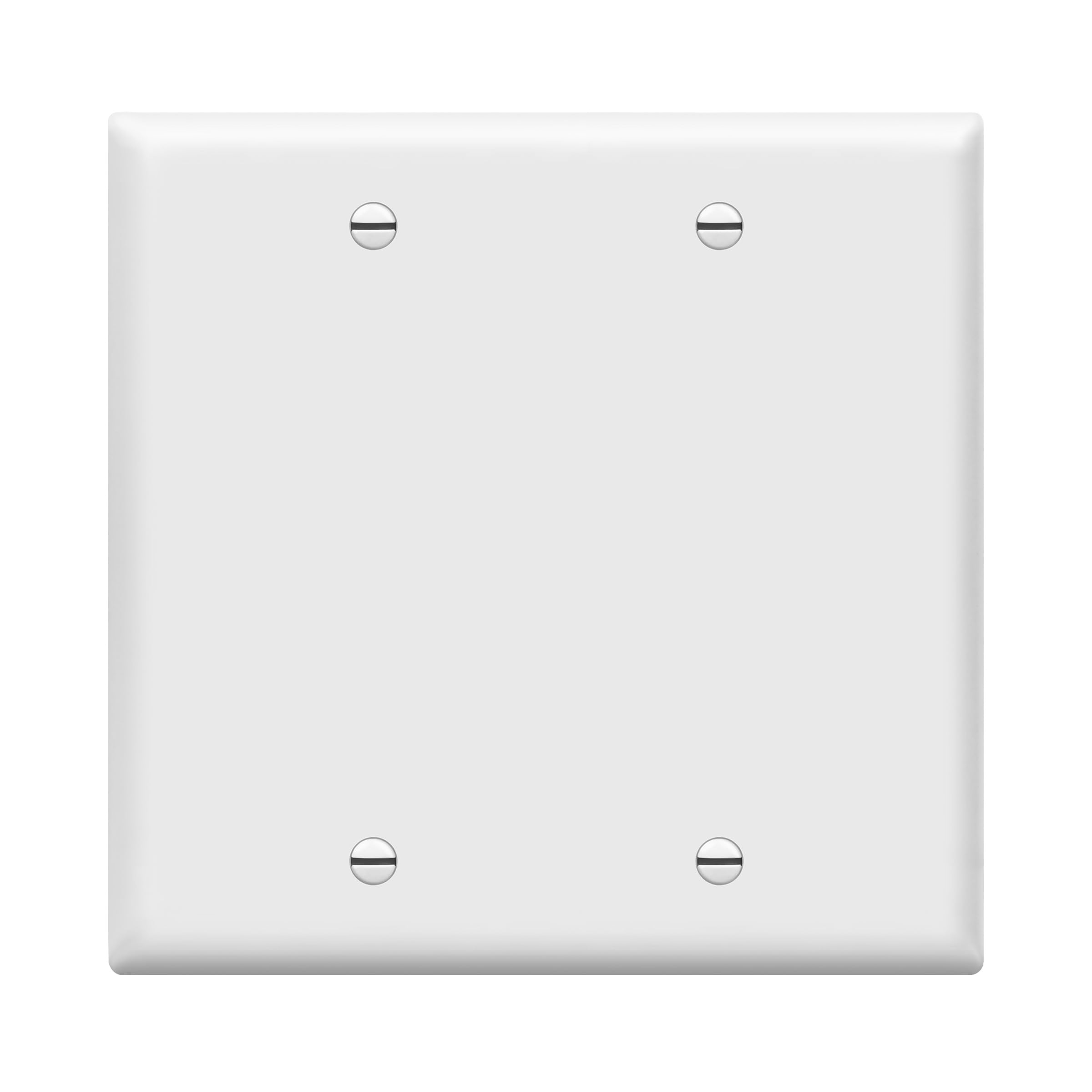 Double Blank Device Wall Plate, Gloss Finish, Standard Size 2-Gang 4.50" x 4.57", Polycarbonate Thermoplastic, 8802-W, White