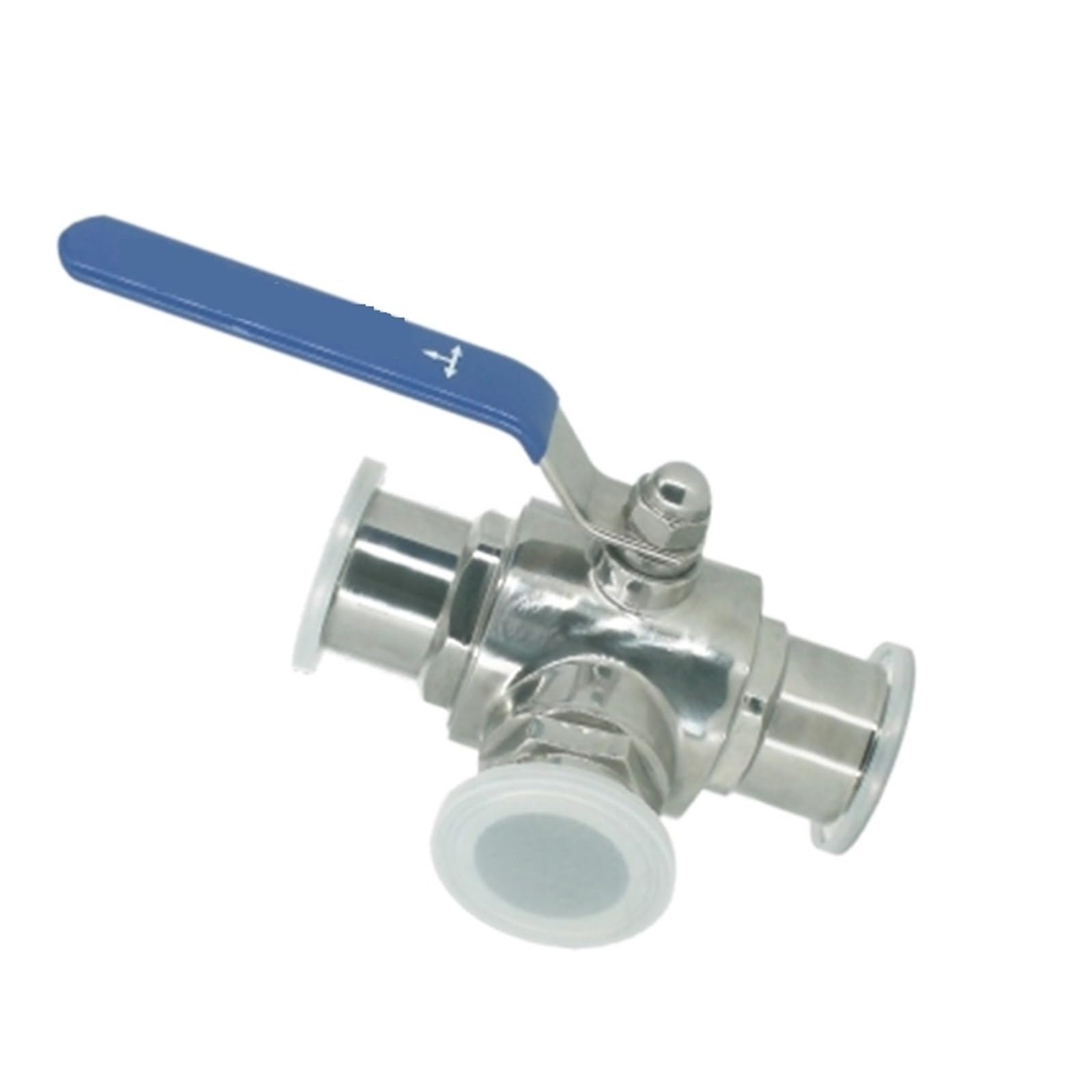 Válvula de bola con puerto en T, válvula de bola sanitaria de 3 vías de acero inoxidable 304 de 2 ", 51mm, virola O/D de 1,5" y 64mm for productos diarios caseros Piezas de válvulas de apertura y cier