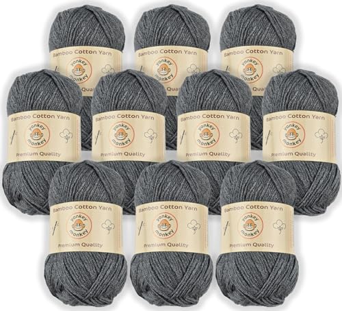 Image of 10-Pack of Yonkey Monkey 500 Grams Yarn - 70% Rayon derived from Bamboo, 30% Cotton - Imported - Storm 9038