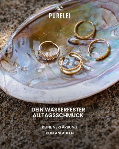 Purelei Powder Ring (Gold, Silber), Damen Ring Silber 18K vergoldet, Wasserfester Ring mit asymmetrischen Schmucksteinen… – Ansicht 5