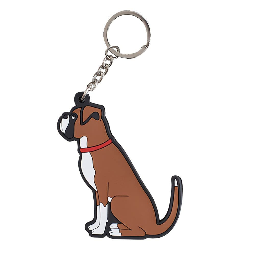 Sweet William Designs Brown, White Sweet William Boxer Keyring